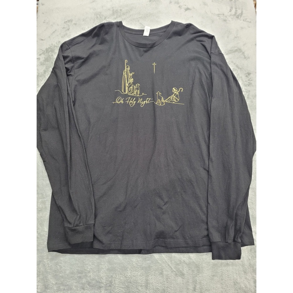 Tultex Oh Holy Night Nativity‎ Tee Women 3XL Black Long Sleeve
